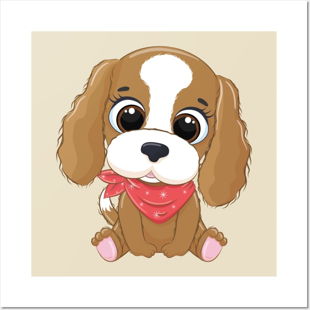 Cavalier King Charles Spaniel Puppy, Cartoon Wall Art by admeral